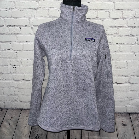 Patagonia Heathered Purple Quarter-Zip Fleece Pullover Sweater Size Medium - Picture 14 of 14